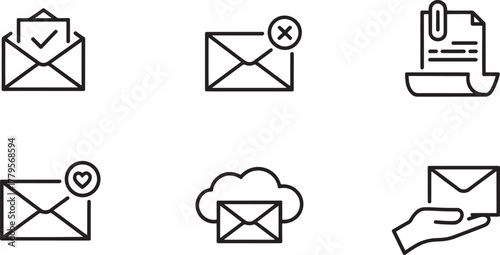 Email Communication Icons With Envelope Cloud And Hand Holding Mail message