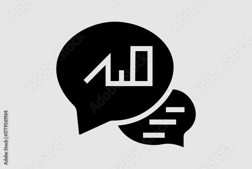 This image is a monochrome icon featuring two overlapping speech bubbles (or thought bubbles), symbolizing communication, discussion, or conversation.
