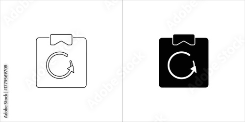 Clipboard with refresh icon
