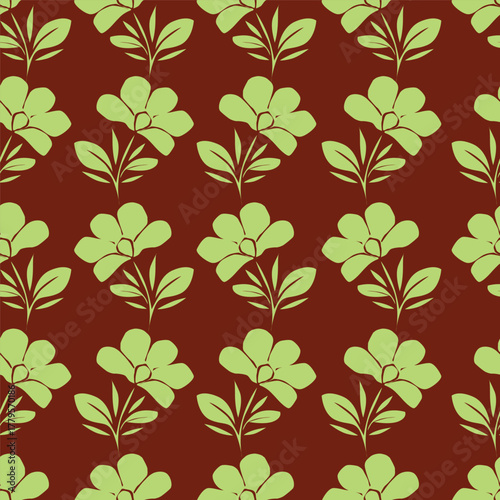 Seamless floral pattern, liberty ditsy print with cute large botany in retro folk style. Beautiful botanical design of hand drawn wild plants: flowers, leaves on black background. Vector illustration