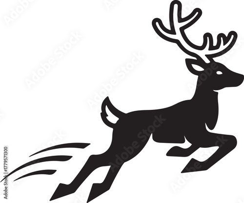 Christmas Sleigh Deer Silhouette