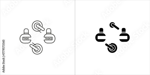 Ink bottle icons arranged in a circle