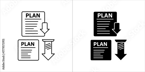 Plan document icon with download arrow