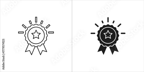 Award ribbon icon with star and rays