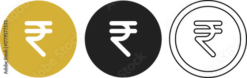 Vector illustration of Indian Rupee currency symbol isolated on white background — finance, money, banking, payment, economy, and currency icon design