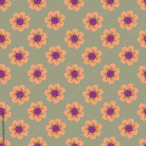 textile design with abstract flower pattern