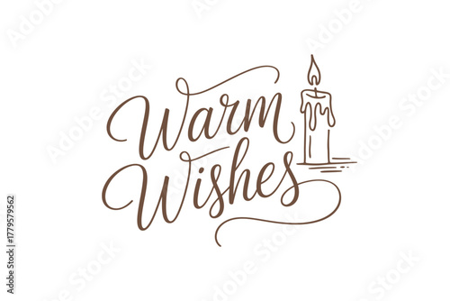 Warm wishes are conveyed with a lit candle and elegant calligraphy.