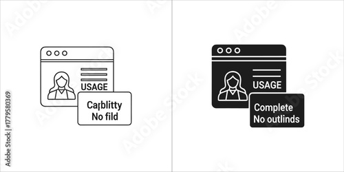 User profile icon, usage complete, no outlines