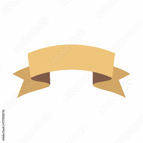 Simple elegant vintage ribbon banner isolated against pristine white backdrop for design projects
