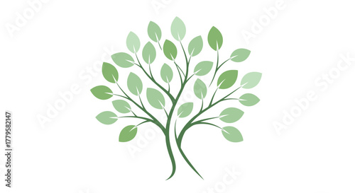 A stylized illustration of a vibrant green tree with numerous leaves and branches, set against a clean white background.
