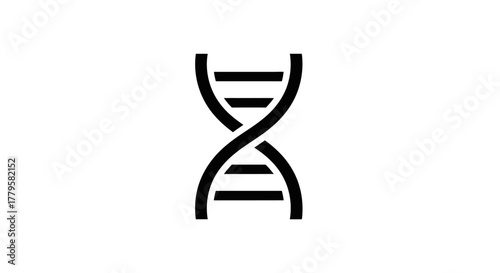 Black and white illustration of a DNA double helix structure, representing genetics.