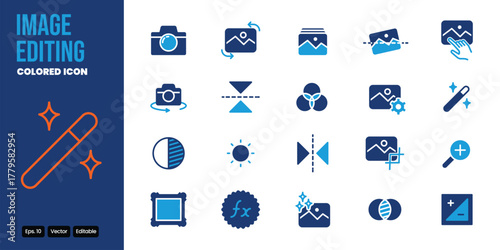 image editing colored icon set vector design good for web and mobile app