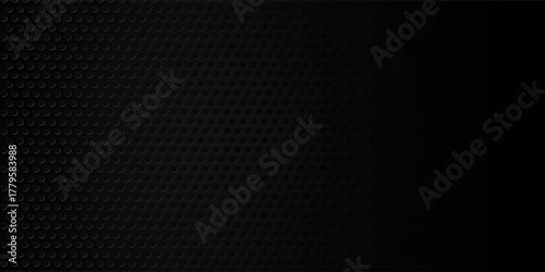 Black perforated metal plate. Metal grill. Black metal texture steel background. Perforated sheet metal.Abstract dark gray circle mesh pattern background texture.Black metallic background.Vector EPS10