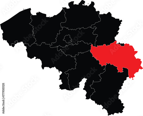 Vector Map of Liege Province on Belgium Map