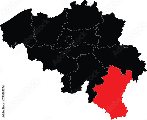Vector Map of Luxembourg Province on the Belgium Map