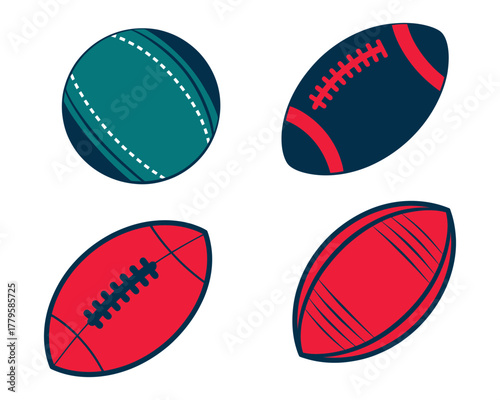 Dynamic vector collection of athletic sports balls, ideal for game-themed graphic designs