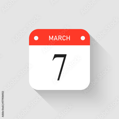 Vector icon page day calendar - 7 March month