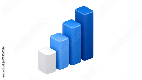 3D bar chart four vertical columns blue and white isolated on transparent background modern minimal style business growth data visualization financial success upward trend Free Download 3D bar chart four vertical columns blue and white isolated on transparent background modern minimal style business growth data visualization financial success upward trend - GFXLoad