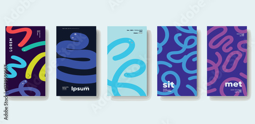 Abstract Line Art Covers Modern Minimalist Designs for Books, Notebooks and More