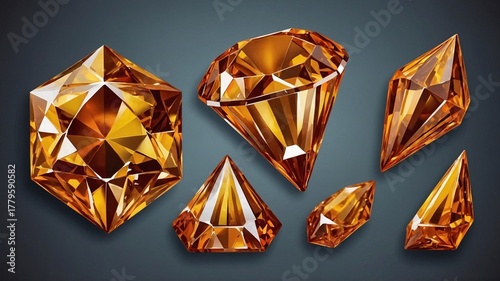 A stunning array of intricately cut orange gemstones showcasing brilliant facets and reflective surfaces.