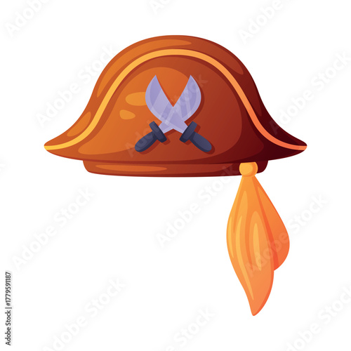 Pirate Hat and Headdress for Corsair with Crossed Knife Vector Illustration