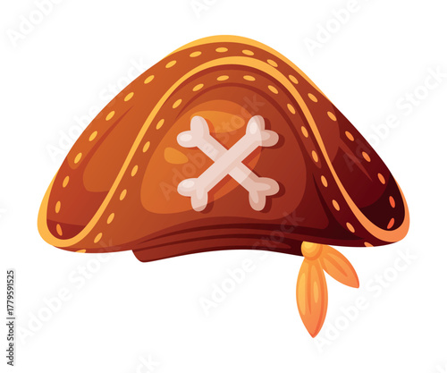 Pirate Hat and Headdress for Corsair with Crossed Bones Vector Illustration