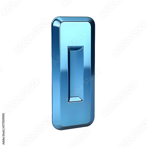 A blue metallic letter i on a black isolated background