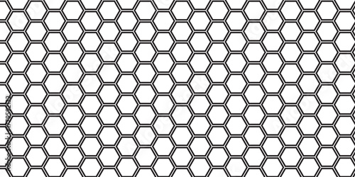 Hexagon mesh pattern, honeycomb geometric grid seamless vector illustration.