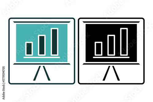 Data Presentation graph Icon. Icon related to Presentation. Solid icon style. Simple vector design editable