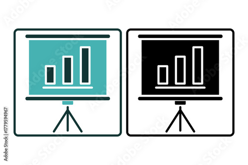 Display graph Icon. Icon related to Presentation. Solid icon style. Simple vector design editable