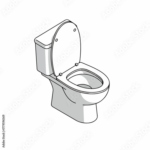 Minimalist Outline Drawing Toilet Bowl Sanitary Appliance Facility Equipment