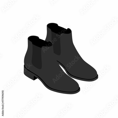Flat Styled Pair of Chelsea Boots Fashion Footwear Illustration