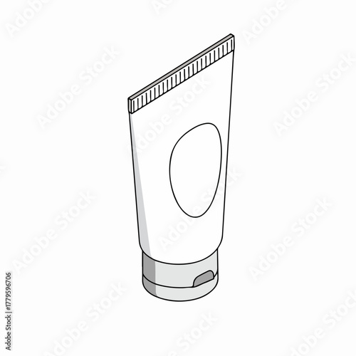 Isometric Outline Cream Tube Mockup Plastic Container Beauty Product