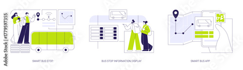 Smart city public transportation isolated cartoon vector illustrations se