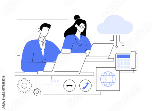 IP telephony isolated cartoon vector illustrations.