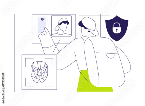 Facial recognition scanners abstract concept vector illustration.