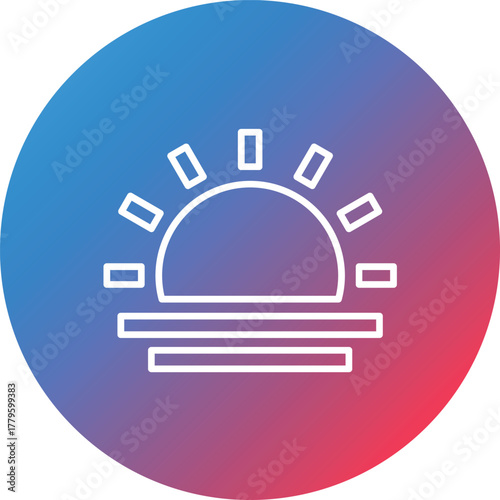 Sunset Line Gradient Circle Background Icon