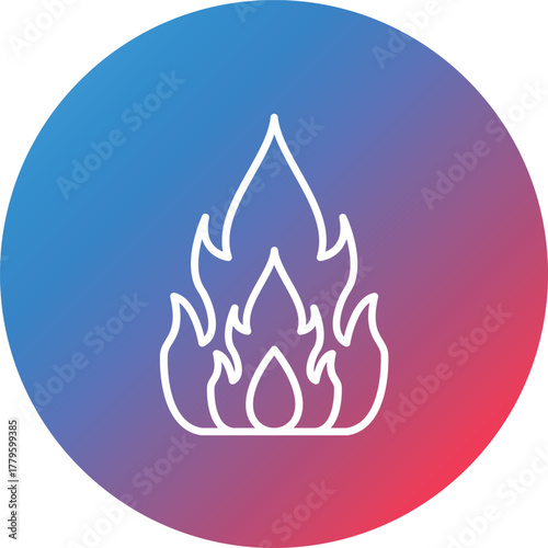 Fire Line Gradient Circle Background Icon