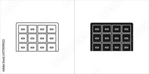 Twelve drawers cabinet for storing documents