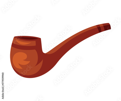 Pirate Smoking Pipe with Wooden Handle Vector Illustration