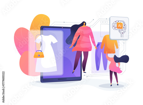 AI-Powered Personalized Virtual Try-Ons abstract concept vector illustration.