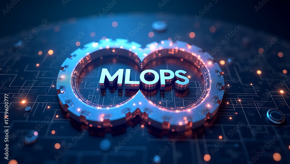 Fototapeta premium Advanced MLOps Framework for Scalable Machine Learning Deployment, Automated Model Pipeline Management, Continuous Training and Monitoring, Efficient Data Engineering Workflows
