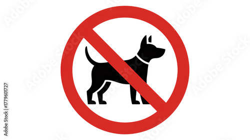 Clear prohibition sign indicating no dogs allowed in this area, ensuring peace