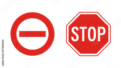 Red stop sign and no entry symbol convey immediate danger and prohibition Free Download Red stop sign and no entry symbol convey immediate danger and prohibition - GFXLoad