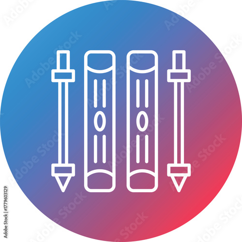 Skis Line Gradient Circle Background Icon
