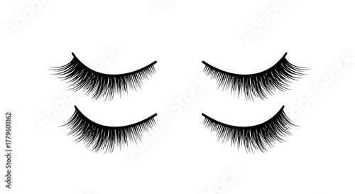 Four individual false eyelashes displayed on a plain white background