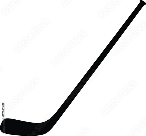 Classic ice hockey stick silhouette isolated on a white backdrop