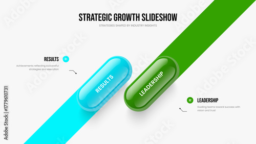 Business Profile 2 Element Infographic Slide Design. Market Analysis Two Option Diagram Slideshow Template. Investor Introduction Frame Layout Vector Illustration.