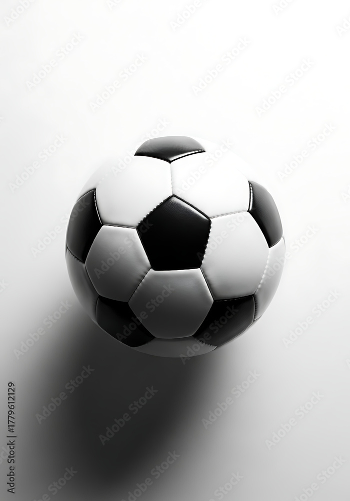 Naklejka premium Classic black and white soccer ball isolated on white background, ready for a game