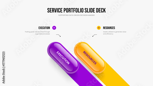 Advertising Analysis 2 Option Infographic Presentation Layout. Marketing Launch Slide Design Vector Illustration. Investor Showcase Two Step Diagram Slideshow Template.